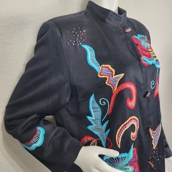 Alex Kim Boho Embroidered Black Jacket Size L - Picture 5 of 12
